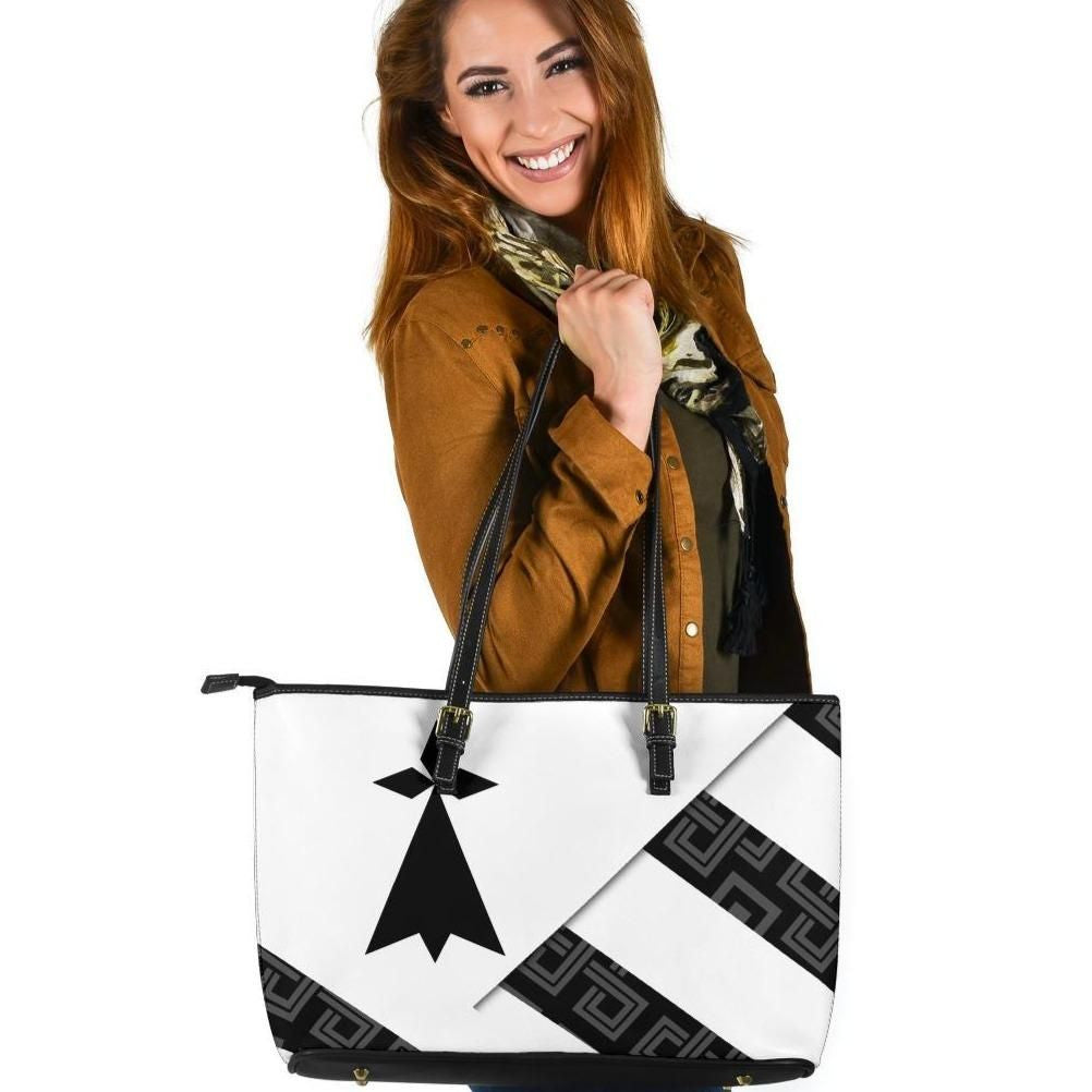 Brittany Leather Tote Bag Brittany Flag Style