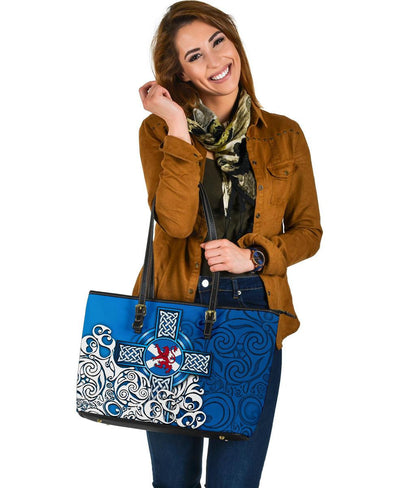 Scotland Celtic Leather Tote Bag Scottish Flag And Lion