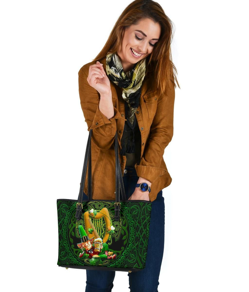 Irish Leprechaun St. Patrick'S Day 2021 Leather Tote Bag Ireland'S Trickster Fairies