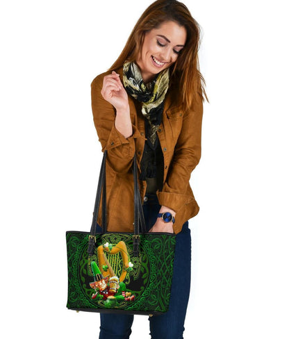 Irish Leprechaun St. Patrick'S Day 2021 Leather Tote Bag Ireland'S Trickster Fairies