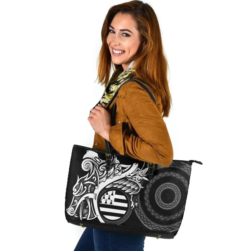 Brittany Celtic Leather Tote Bag Fury Dragon Celt