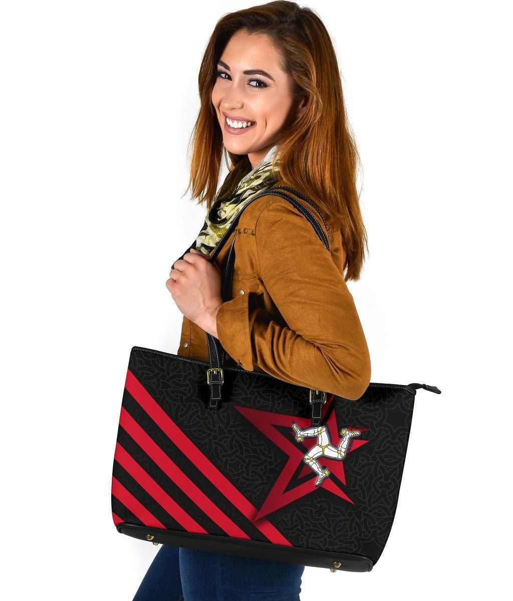 Isle Of Man Celtic Leather Tote Bag Isle Of Man Star