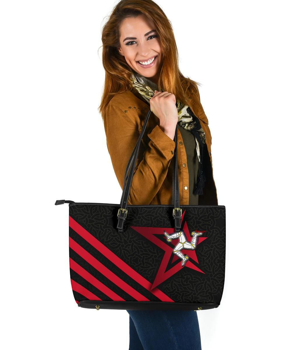 Isle Of Man Celtic Leather Tote Bag Isle Of Man Star