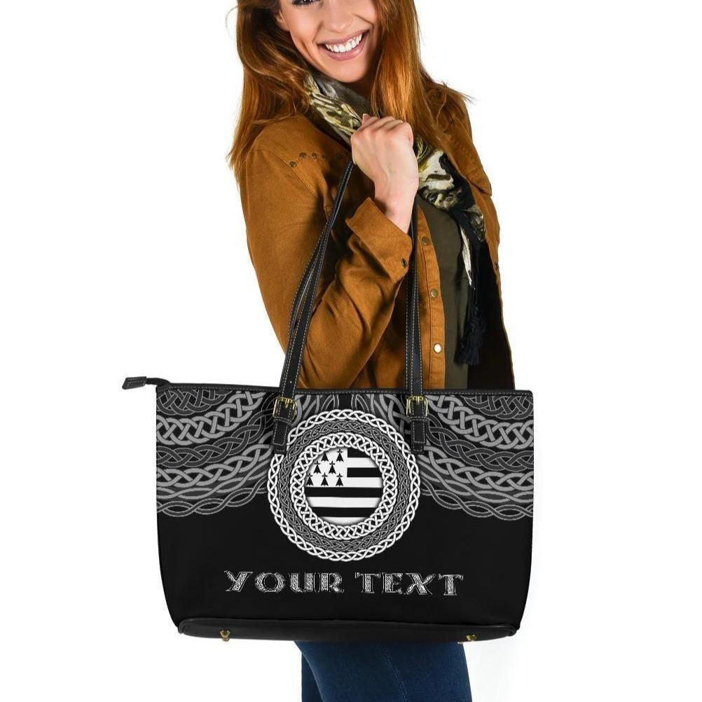 Brittany Celtic Personalised Leather Tote Bag Celtic Pride