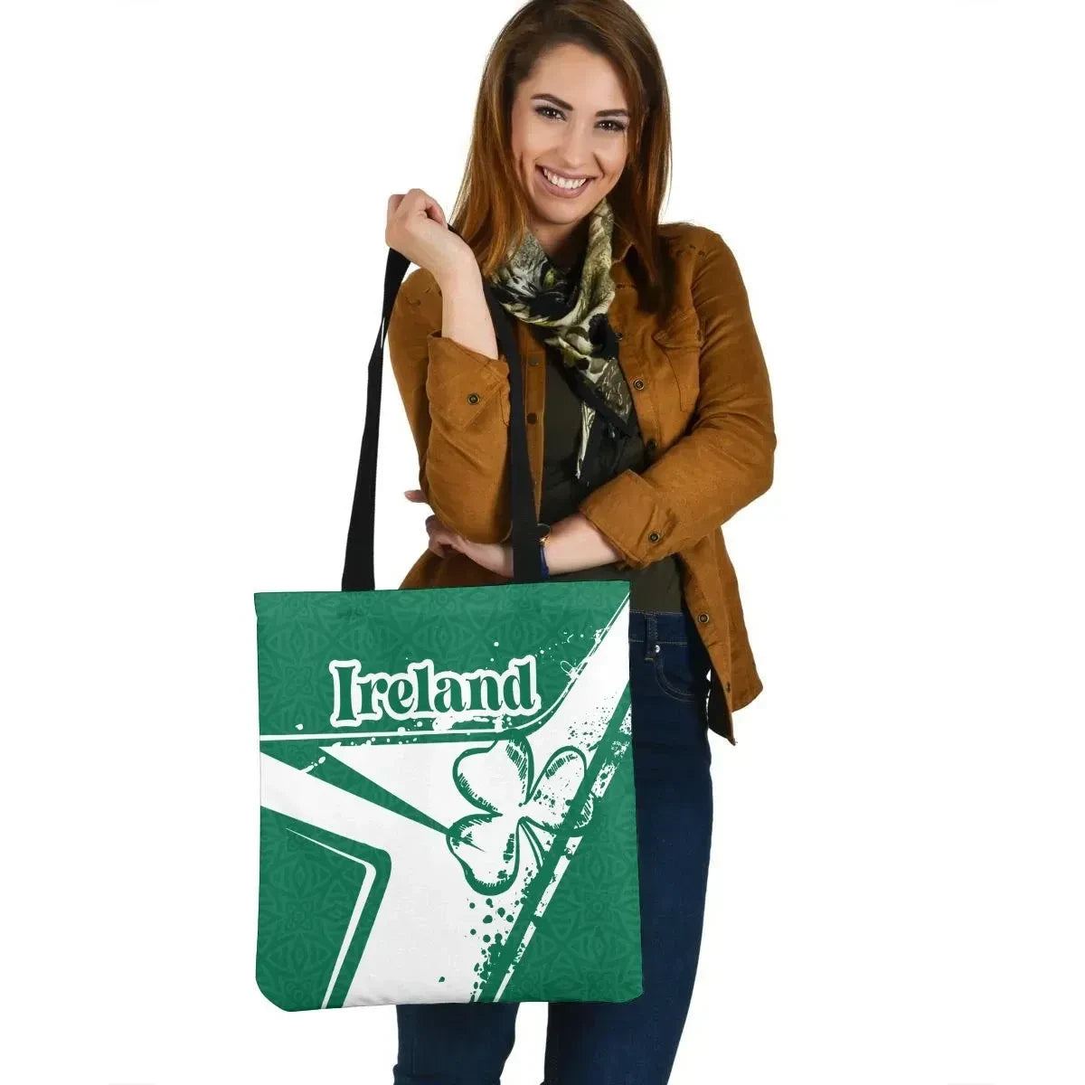 Ireland Leather Tote Bag Celtic Shamrock