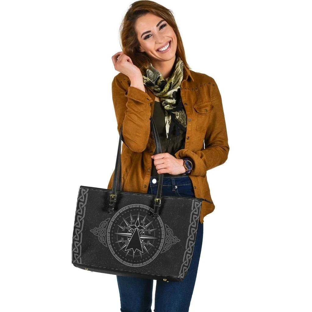 Brittany Celtic Leather Tote Bag Celtic Compass With Brittany Stoat Ermine