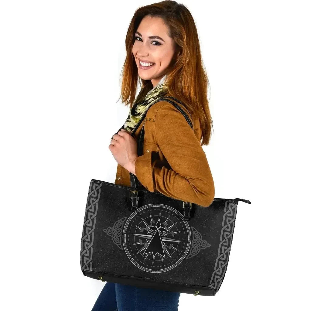 Brittany Celtic Leather Tote Bag Celtic Compass With Brittany Stoat Ermine