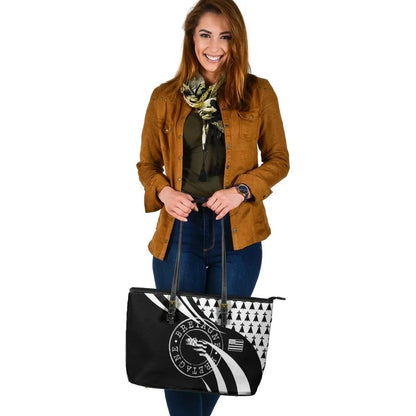 Brittany Celtic Leather Tote Bag Flag Of Brittany