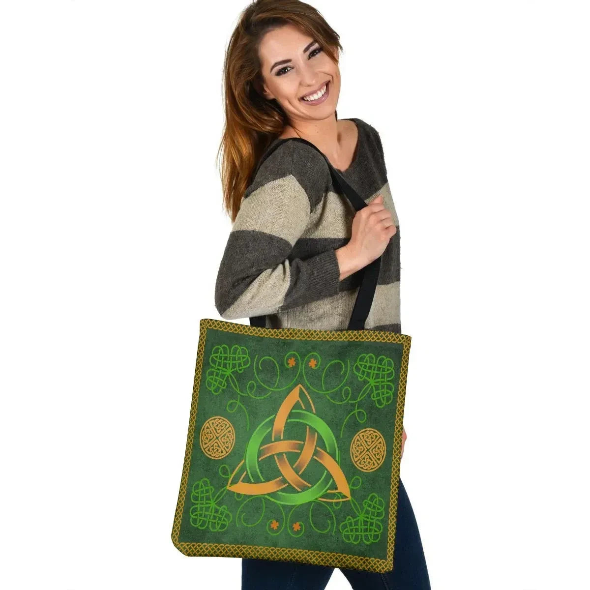 Celtic Leather Tote Bag Celtic Triquetra Knot