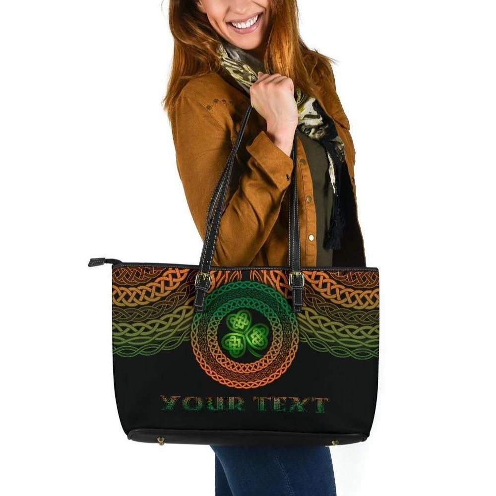 Ireland Celtic Personalised Leather Tote Bag Celtic Pride