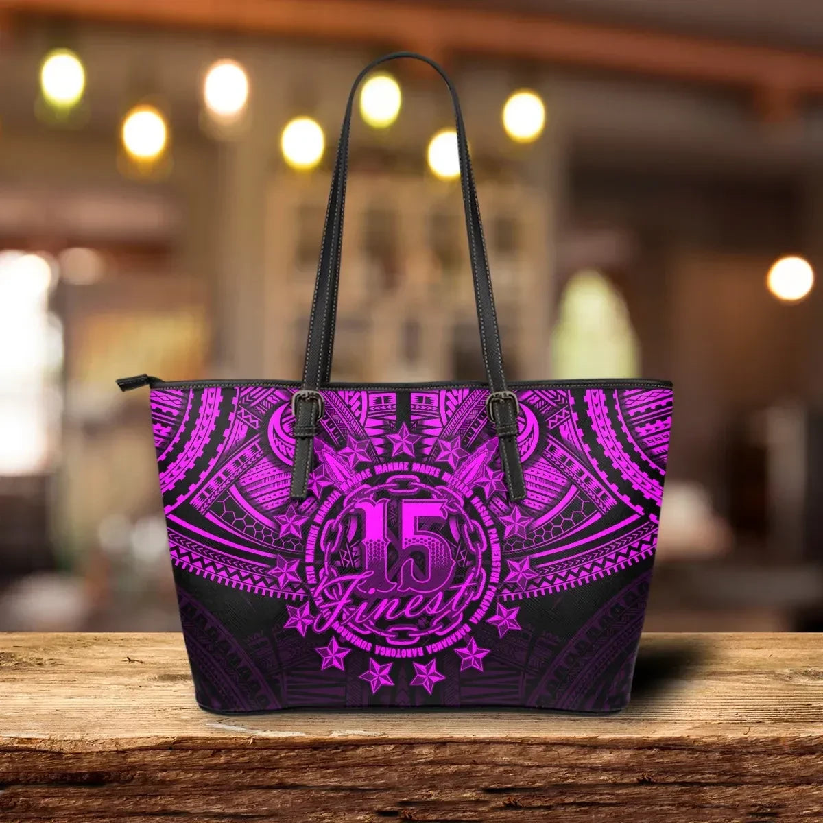 Cook Islands Polynesian Leather Tote Bag Pink