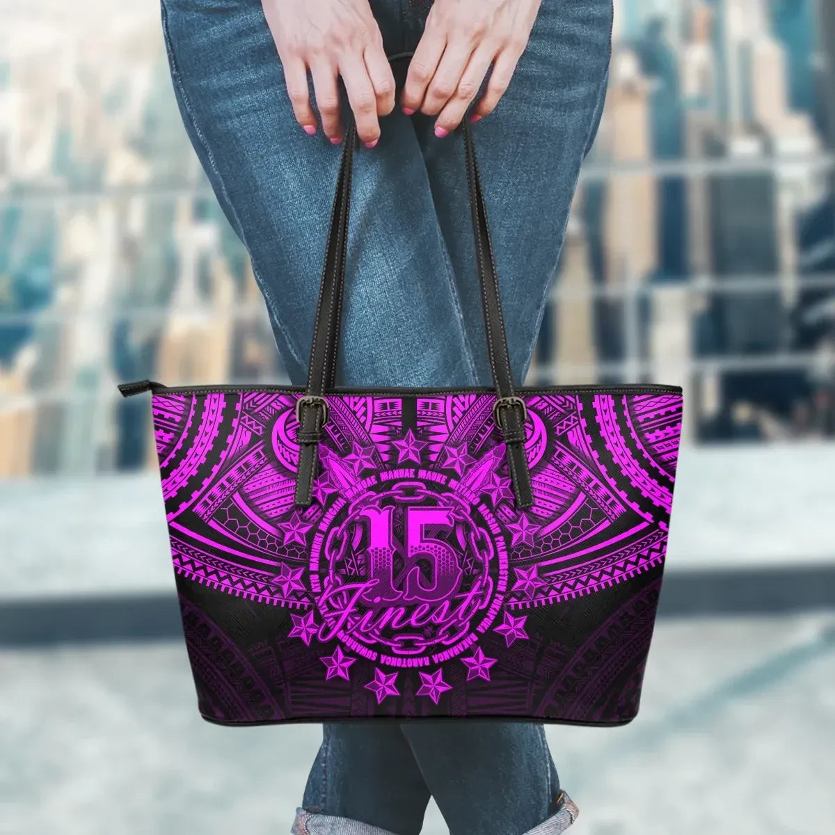 Cook Islands Polynesian Leather Tote Bag Pink