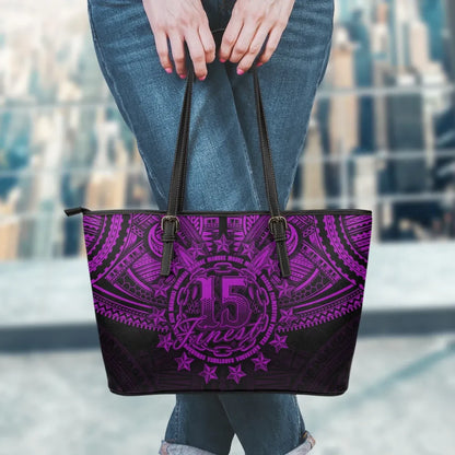 Cook Islands Polynesian Leather Tote Bag Dark Pink