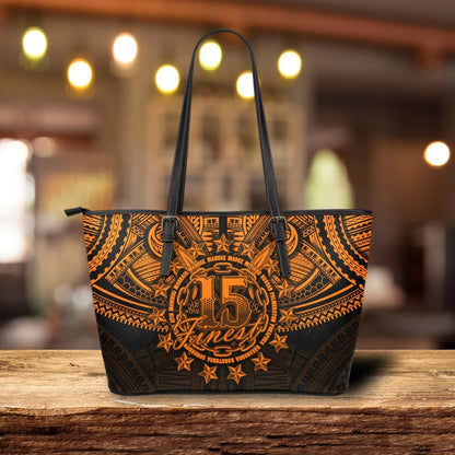 Cook Islands Polynesian Leather Tote Bag Orange