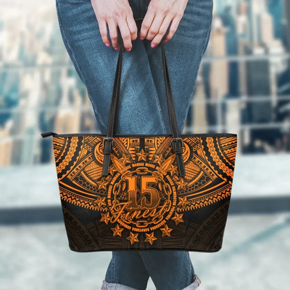 Cook Islands Polynesian Leather Tote Bag Orange