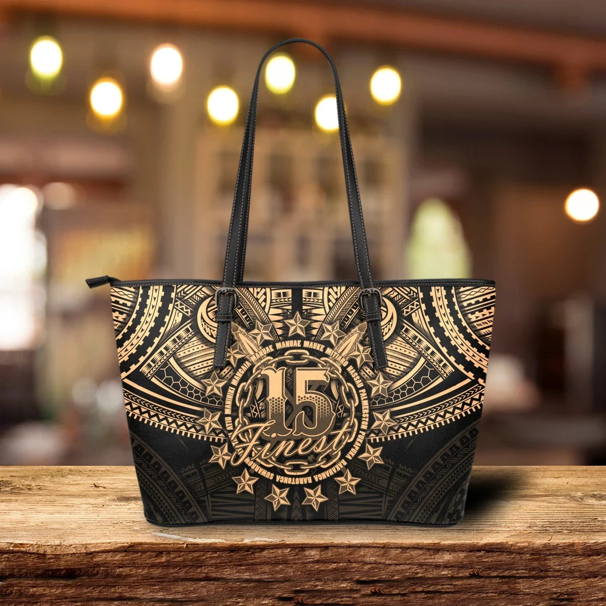 Cook Islands Polynesian Leather Tote Bag Gold