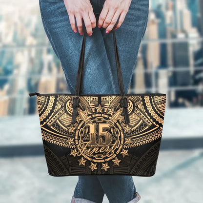 Cook Islands Polynesian Leather Tote Bag Gold