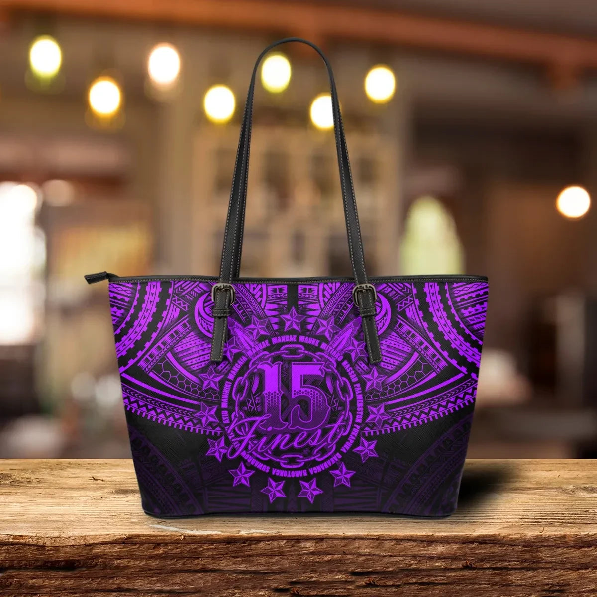 Cook Islands Polynesian Leather Tote Bag Purple