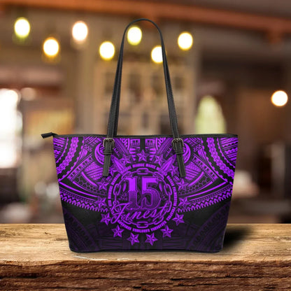 Cook Islands Polynesian Leather Tote Bag Purple