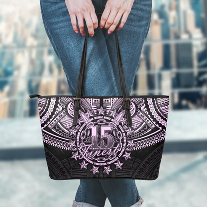 Cook Islands Polynesian Leather Tote Bag Pastel Pink