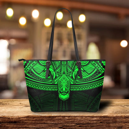 Polynesian Leather Tote Bag Green