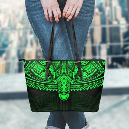 Polynesian Leather Tote Bag Green