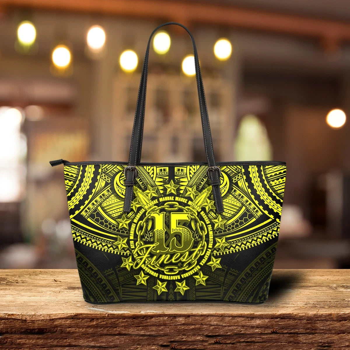 Cook Islands Polynesian Leather Tote Bag Yellow