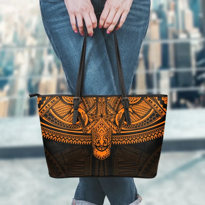 Polynesian Leather Tote Bag Orange