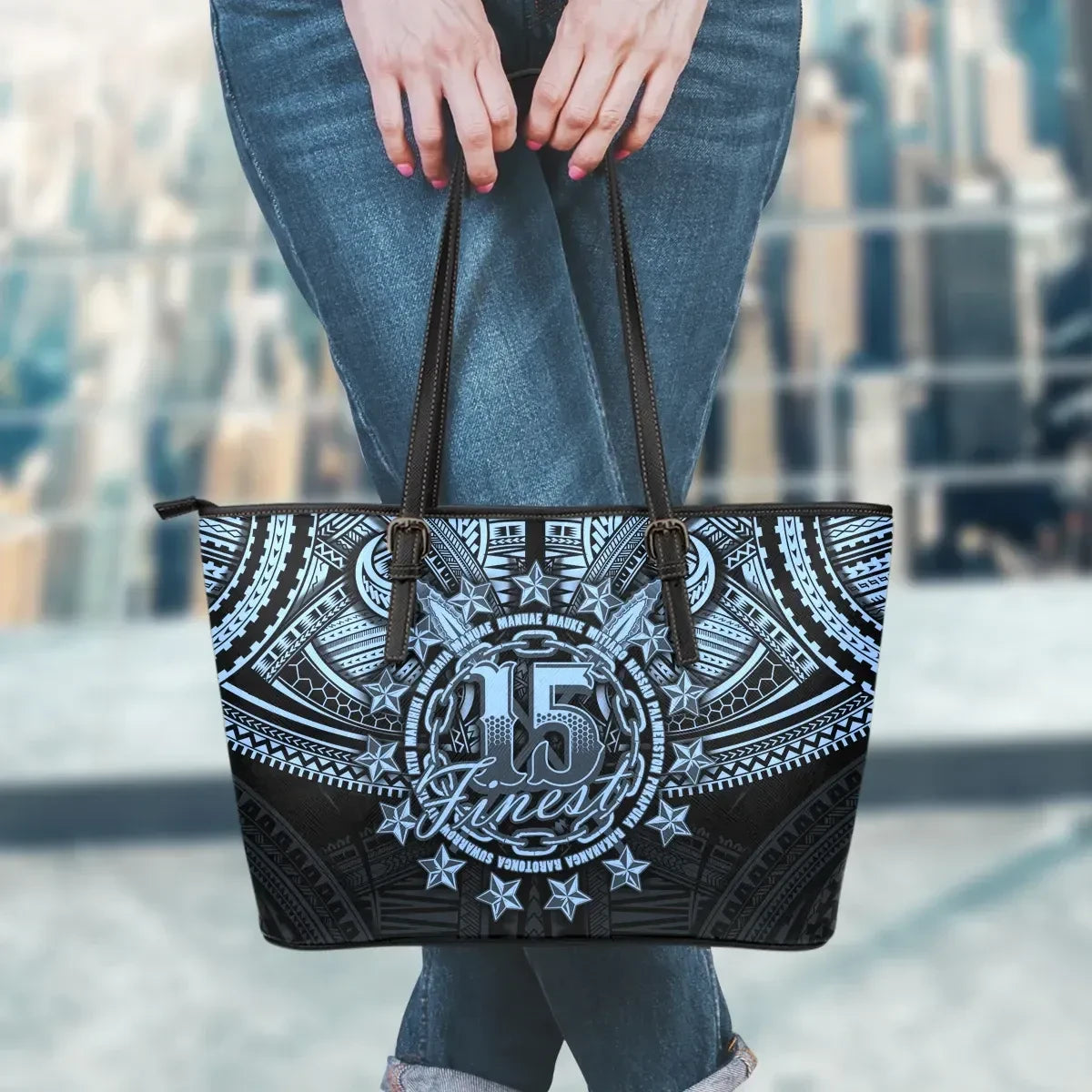 Cook Islands Polynesian Leather Tote Bag Pastel