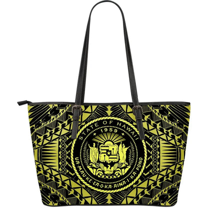 Hawaii Seal Leather Tote Bag Gold