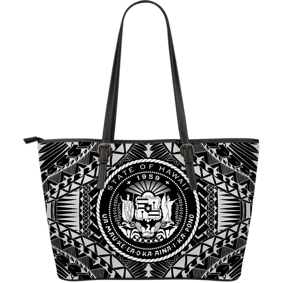 Hawaii Seal Leather Tote Bag White
