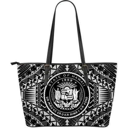 Hawaii Seal Leather Tote Bag White