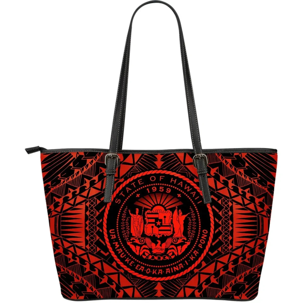 Hawaii Seal Leather Tote Bag Red