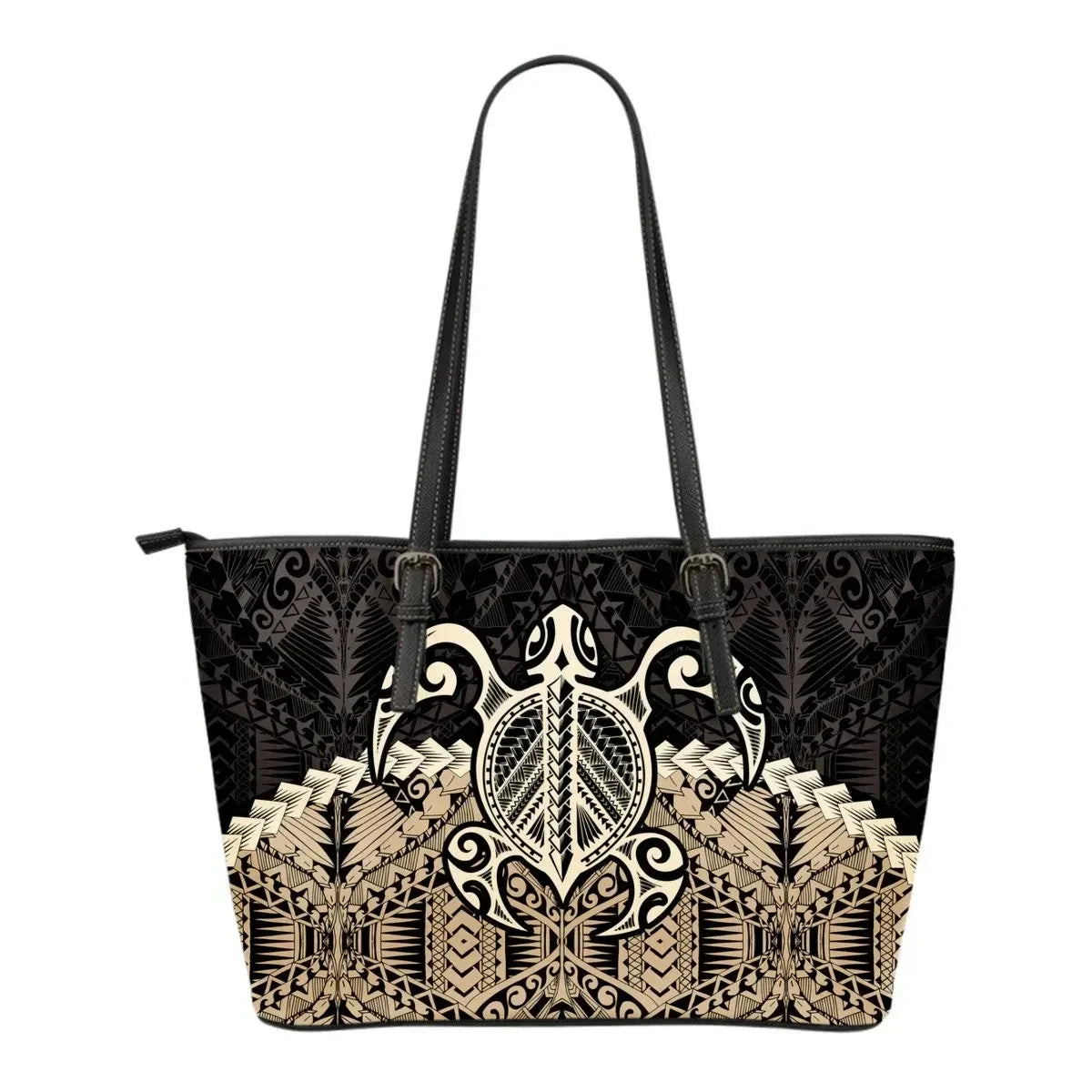 Polynesian Leather Tote Bag Hibiscus