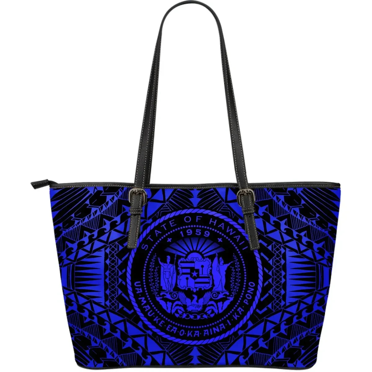 Hawaii Seal Leather Tote Bag Blue