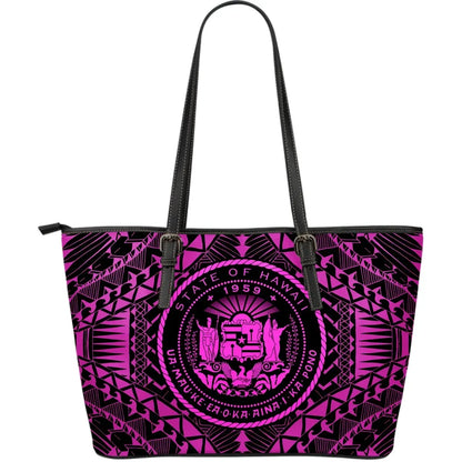 Hawaii Seal Leather Tote Bag Pink