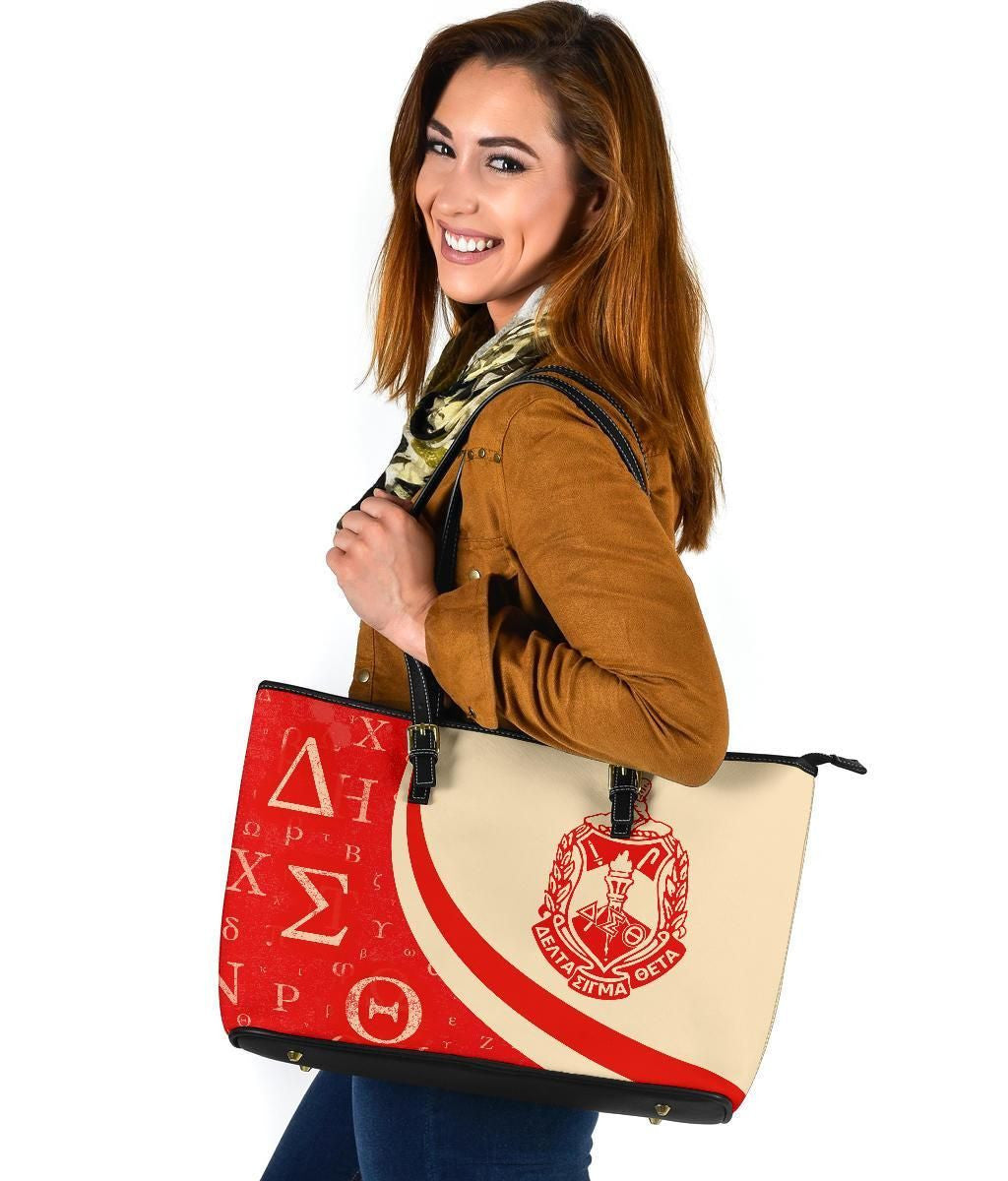 African Leather Tote Bag Delta Sigma Theta
