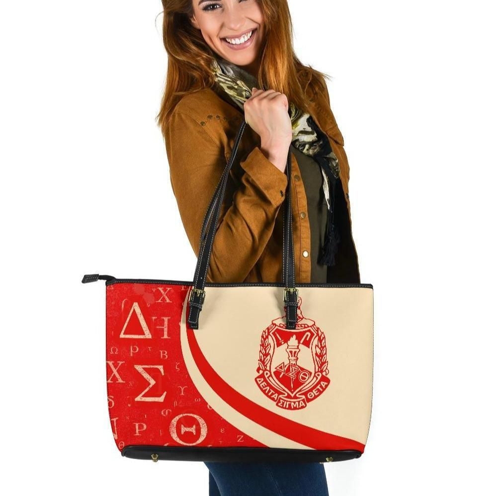 African Leather Tote Bag Delta Sigma Theta