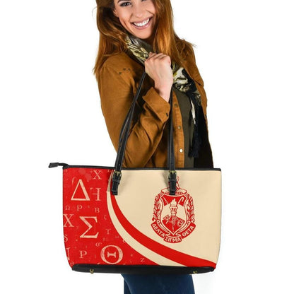 African Leather Tote Bag Delta Sigma Theta