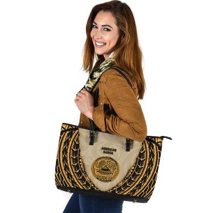 American Samoa Leather Tote Bag Polynesian Wild Style
