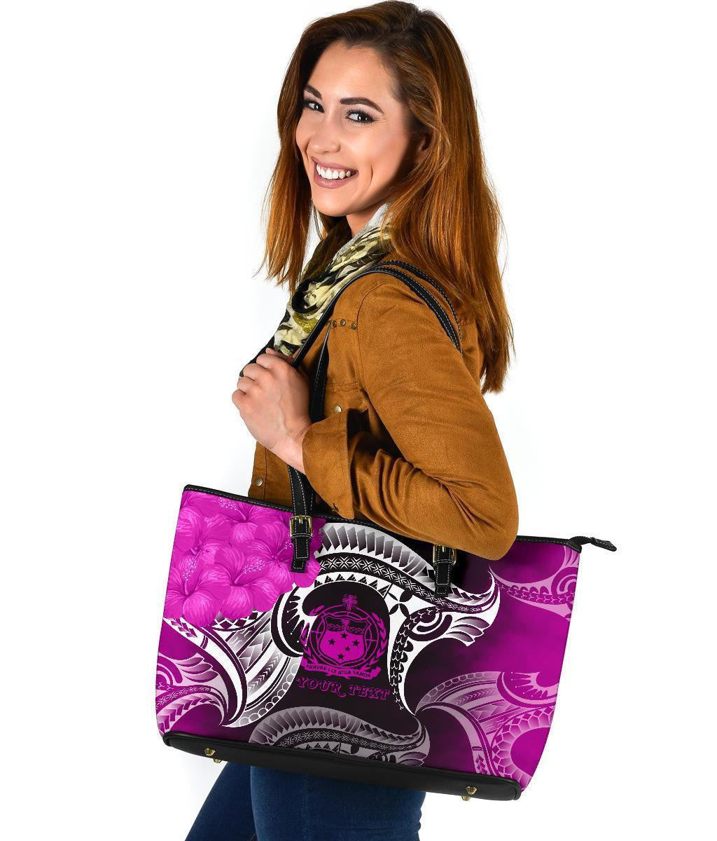 Samoa Custom Personalised Leather Tote Bag Samoa Seal Wave Style Pink √É¬¢√¢‚Äö¬¨√Ç¬®