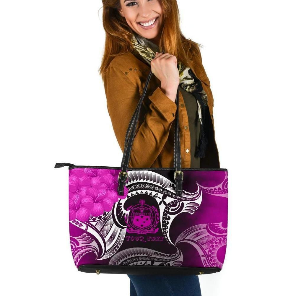 Samoa Custom Personalised Leather Tote Bag Samoa Seal Wave Style Pink √É¬¢√¢‚Äö¬¨√Ç¬®