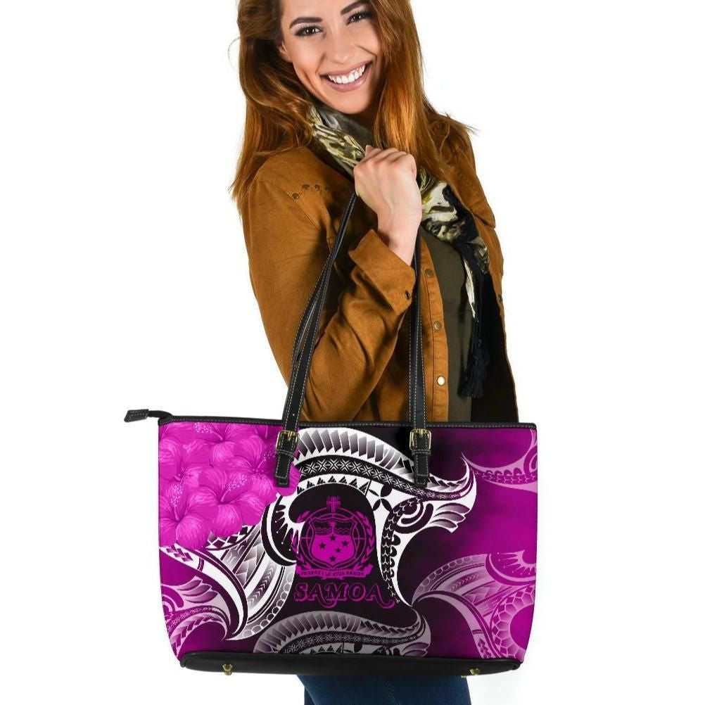 Samoa Leather Tote Bag Samoa Seal Wave Style Pink