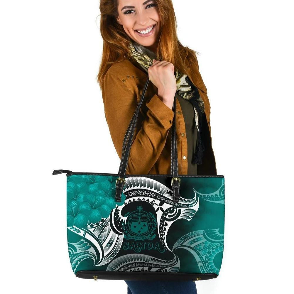 Samoa Leather Tote Bag Samoa Seal Wave Style Green