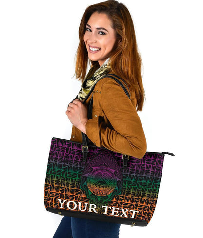 American Samoa Custom Personalised Leather Tote Bag As Seal Rocket Style