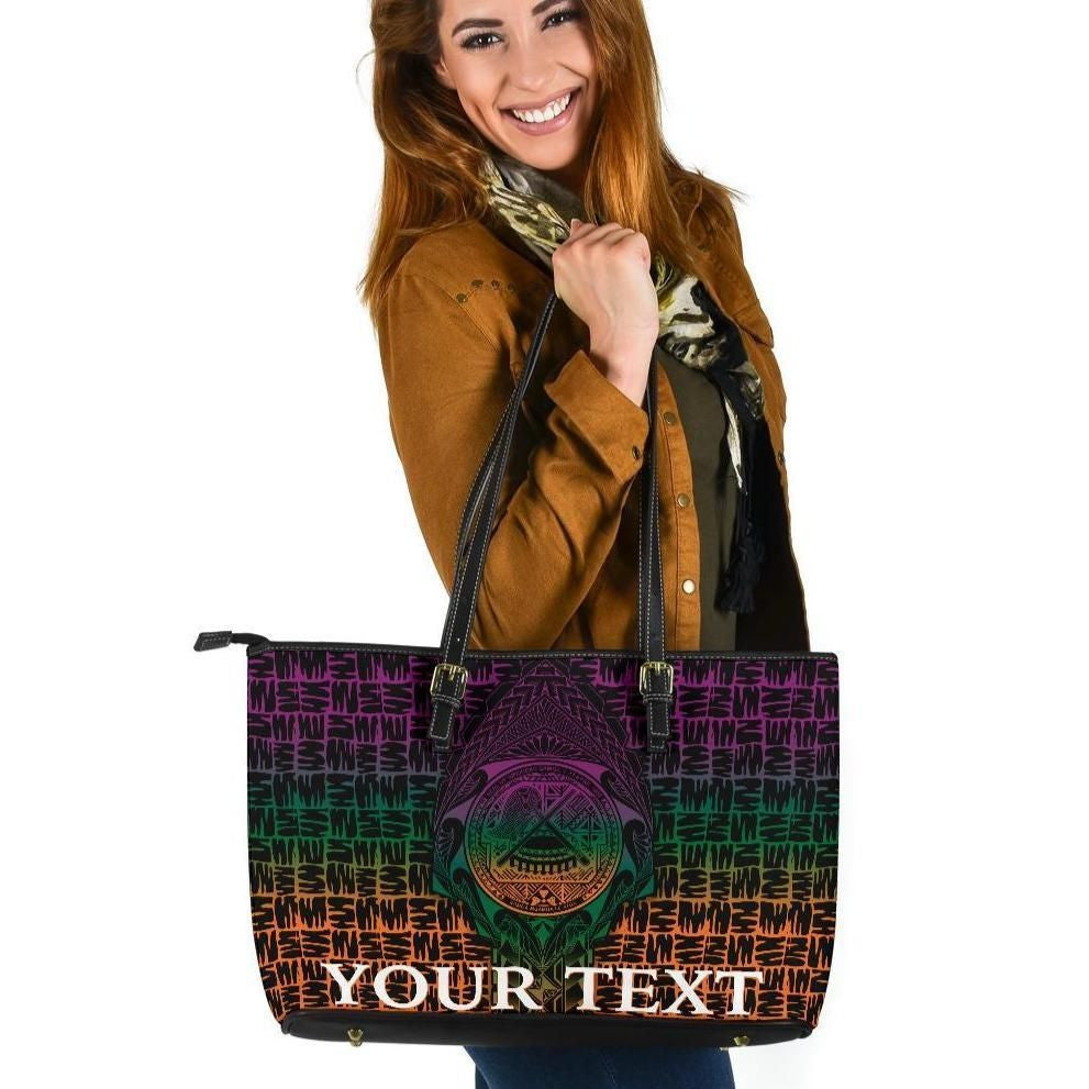 American Samoa Custom Personalised Leather Tote Bag As Seal Rocket Style