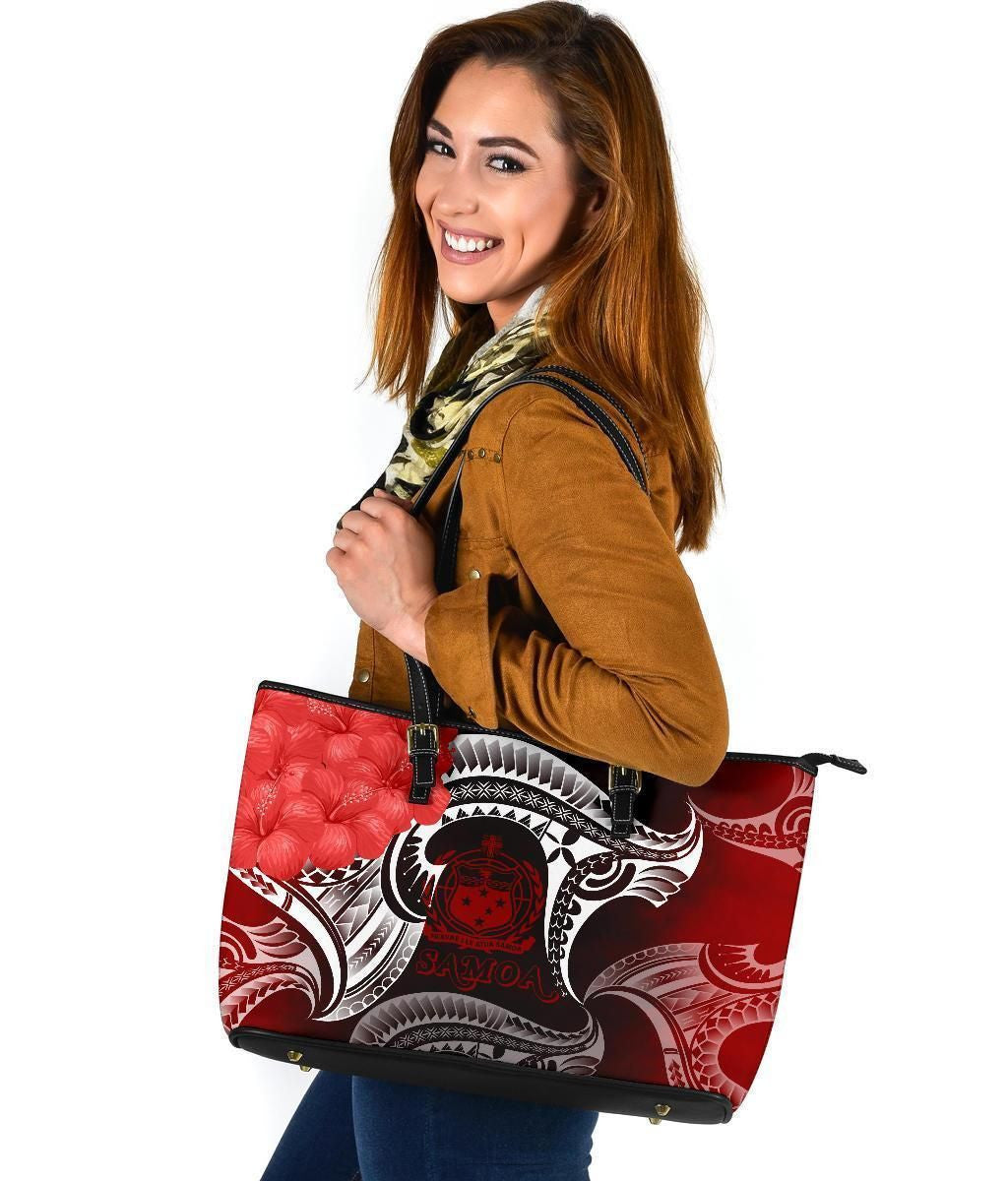 Samoa Leather Tote Bag Samoa Seal Wave Style Red