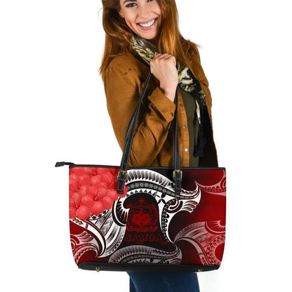Samoa Leather Tote Bag Samoa Seal Wave Style Red