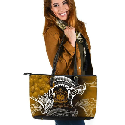 Samoa Leather Tote Bag Samoa Seal Wave Style Gold