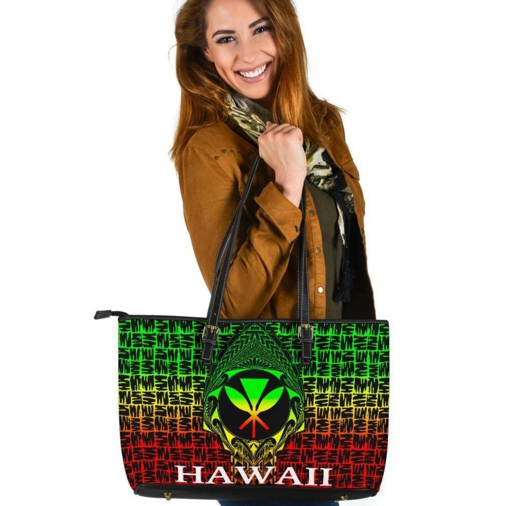 Hawaii Leather Tote Bag Kanaka Maoli Rocket Style Reggae 8